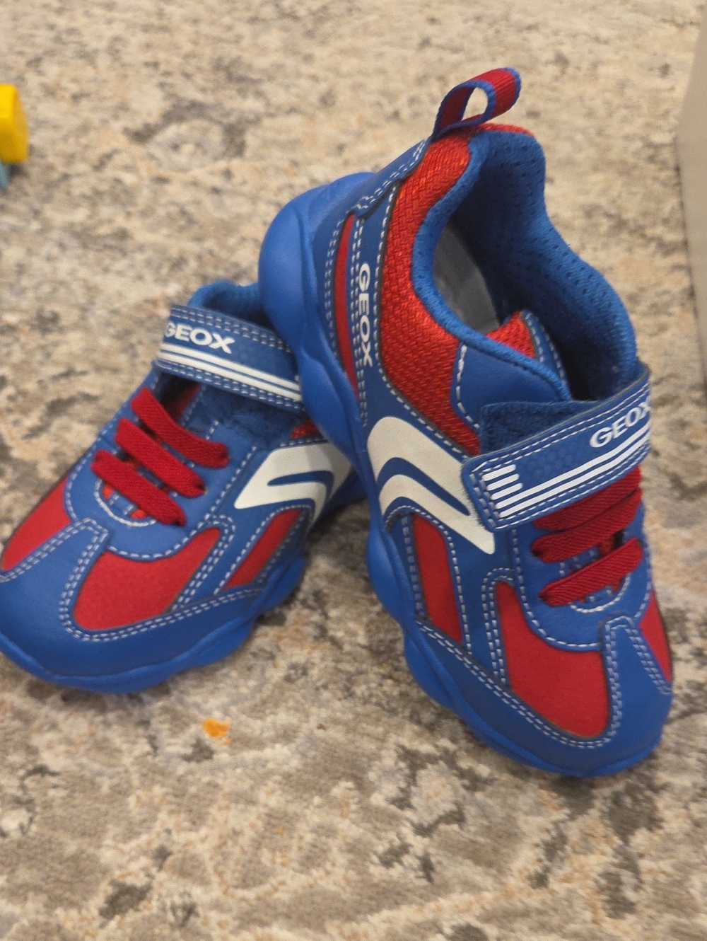 Geox Kids Blue and Red Velcro Athletic Sneakers